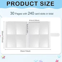 Cybersnc 240Pcs Card Holder 3.5'' Trading Cards Organizer Book, Album for Photos Collection, Double Sided Transparent Trading Cards Book with Snap Button Closure image 1