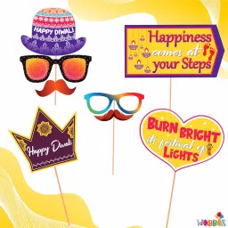 WOBBOX Diwali Decoration Happy Diwali Party Props (28 Pcs, Multi Colour) image 1