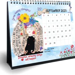 anujarusiya 2025-26 Table Calendar with Quotes | Gentle Reminders Desk Calendar | 9x7.75" | September 25- October 26 | 14 months | Perfect for Study & Office (Gentle Reminder 14 month) image 1