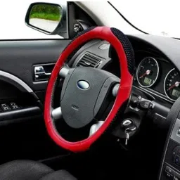 Microfiber Car Steering Wheel Cover, Soft Padding Great Hand Feel, Anti-Slip, Faux Leather Steering Cover for Maruti Suzuki Wagon R Stingray | Black Red Jali - Pack of 1 image 3