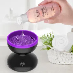 Makeup Brush Cleaner Machine, Powerful Friction Removes Residue on Make up Brushes Set/Sponge/Powder Puffs, Efficient Cleaning, Portable Spinning Washer, Save Cleanser & Shampoo image 5