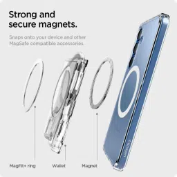 Spigen Ultra Hybrid (MagFit+) Magnetic Card Holder up to 3 Cards, Designed for Galaxy S25 Series Magnetic Case Only and iPhone 17/16/15/14/13/12 Models - Crystal Clear image 4