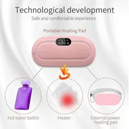 Portable Cordless Heating Pad, 3-Speed Temperature Control, 4-Speed Massage Modes, USB-Powered Menstrual Cramps Relief Belt for Stomach and Back, Pink image 3