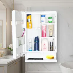 PARASNATH Premium New Look White Mirror Cabinet with Secure Storage and Integrated Toothbrush Holder, Durable Plastic Build for Clutter-Free Bathrooms - 6 Year Manufacturer Warranty - Made in India image 4