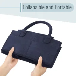 COOFANDY Cute Baby Diaper Caddy Organizer Baby Storage Basket with Removable Compartments Felt Portable Nappy Foldable Bag Organiser for Newborn Mothers Used to Store Nappies (Blue) image 5