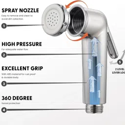 MarinoAqua Jupiter Health Faucet | ABS Jet Spray for Toilet & Bathroom, Handheld Bidet Shower – Without Hose & Hook, Chrome Finish image 2