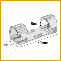 40 Pcs Cable Clips for Wire Management on Wall | Self-Adhesive Wire Organizer Clips for Wall Desk Office Home | Heavy Duty Cable Clips for Laptop Computer | Transparent Wire Clips (9mm) image 5