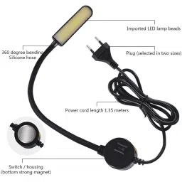 S.D Enterprises 10W LED's,Magnetic Mounting Base Lamp for Home Study,Reading Book,Bedside,Flexible,Desk Light,Table Lamp with Toggle Switch – White Color image 1