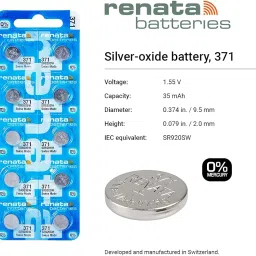 Renata 371 Watch Battery - Strip of 5 Batteries image 1