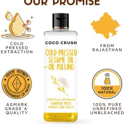 COCO CRUSH Combo of Ayurvedic Sesame & Coconut for Oil Pulling, Cold-Pressed & Extra Virgin | Healthy Teeth, Fresher Breath & Stronger Gums | Oral Care Herbal Mouthwash (400ML (2x200ML)) image 3