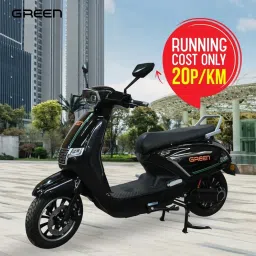 Green Vista Low Speed Electric Scooter Non RTO 80KM Range Black with Portable Charger image 3