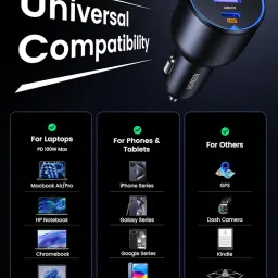 UGREEN 130W Laptop USB C Car Charger Fast Charging, 3 Ports Cigarette Lighter Adapter, PD3.0/QC4.0/PPS 45W, LED Light, Compatible with MacBook, iPad, iPhone 16 Pro Max, Galaxy S24 Ultra, Black image 5