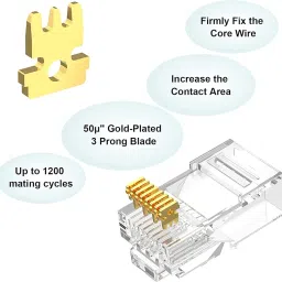 Cartup Cat6 RJ45 Connector Ends, 8P8C RJ45 Ends for Cat5, Cat5e, Cat6 Ethernet Cables - UTP LAN Cable Crimp Connectors for Solid Wire & Stranded Cable - Network Plug Module (Pack of 100) image 4