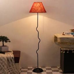 Bruno Blue Natural Fiber Floor Lamp with Black Iron Base-image-8