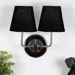 devansh Arden Dual Off White Cotton Wall Mounted Lamp with Steel Base-picture-12