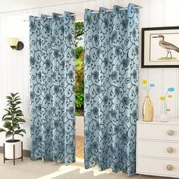 presto Blue Cotton Room Darkening Door Curtain-picture-14