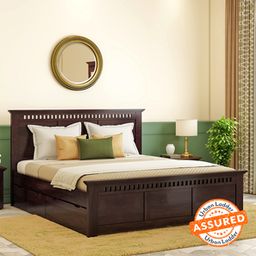 urban ladder Fidora Solid Wood Queen Size Bed with Drawer Storage Bed in Mahogany Finish-picture-31