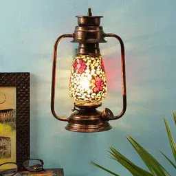 devansh Ida Multicolor Metal Wall Mounted Lantern Lamp-picture-14