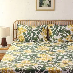 Green Abstract 180 TC Cotton Single Size Bedsheet-image-50