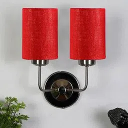 devansh Porter Dual Maroon Jute Wall Mounted Lamp Steel Base-picture-11
