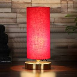 Max Red cotton table lamp with Gold wood base-image-5