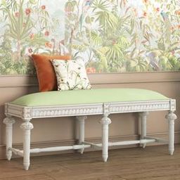urban ladder Lucine Solid Wood Bench in White Tender Green Velvet Finish-picture-19