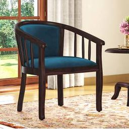 urban ladder Bella Lounge Chair in Night Blue Velvet Mahogany Colour-picture-45