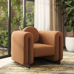 urban ladder Reno Lounge Chair in Rust Himalaya Boucle American Walnut Colour-picture-8