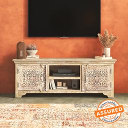 urban ladder Anokhi Solid Wood TV Unit in Rustic White Finish-picture-23