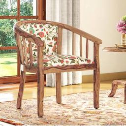 urban ladder Bella Lounge Chair in Beige Floral Teak Colour-picture-47