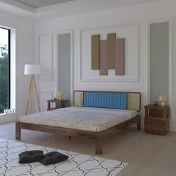 Boho Bliss Solid Wood King Size Non Storage Bed in Provincial Teak Finish-image-73
