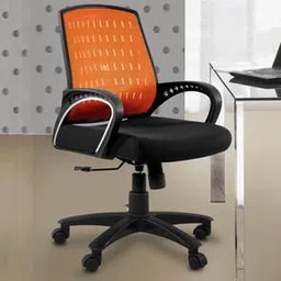 furniturstation Pereg Study Chair With Headrest in Black & Orange Colour-picture-11