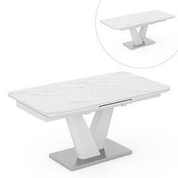 urban ladder Caribu Extendable Dining Table in White Marble High Gloss-picture-27
