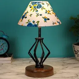 devansh Joy Multicolor Cotton Table Lamp With Wood And Iron Base-picture-15