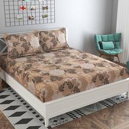 presto Beige Floral 160 TC Cotton Double Size Bedsheet-picture-7