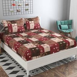 presto Purple Geometrics 160 TC Cotton Double Size Bedsheet-picture-10