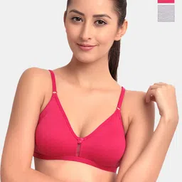 Floret Pack of 2 Solid Non-Wired Non Padded T-shirt Bras Katrina_Magenta-Cool Grey_40B-picture-12