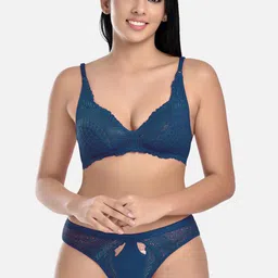 StyFun Pack Of 2 Self Design Non Padded Bra With Mid-Rise Briefs image 3