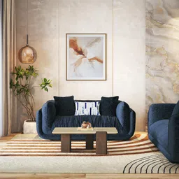 urban ladder Ezra 2 seater sofa in Sapphire fabric image 4