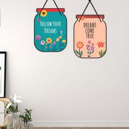 CVANU Pink & Green 2 Pcs Printed Hanging Wall Decors-picture-10