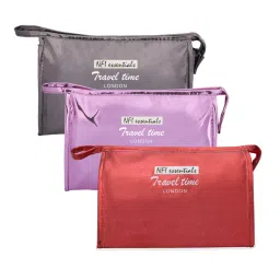 NFI Essentials PU Pack of 3 Reflective Makeup Pouch for Women, Stylish Pouches for Makeup-image-14