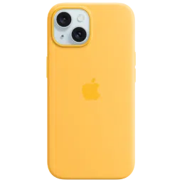 Apple Soft Silicone Back Cover for Apple iPhone 15 (Supports Wireless Charging, Sunshine) image 2