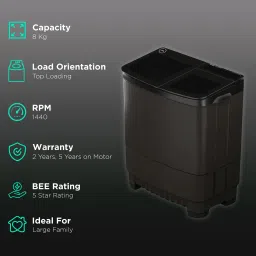 Godrej 8 kg 5 Star Semi Automatic Washing Machine with PowerMax Wash Motor (Edge Ultima Steelnox, WS EDGE ULTS 80 5.0 DB2M CSGR, Crystal Grey) image 2