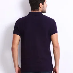 Basics Men Purple Polo Pure Cotton T-shirt image 2