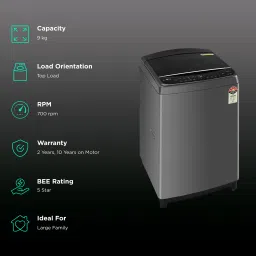 LG 9 kg 5 Star Fully Automatic Top Load Washing Machine (THD09SWM.ABMQEIL, In-built Heater, Black) image 2