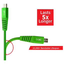 boAt Rugged 700 V3 Type A to Micro USB 4.9 Feet (1.5M) Cable (Tangle-free Design, Green) image 4