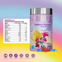Nutriburst Defence Dynamo Trolls Gummies - Immune Boost with Vit D, C & Black Elderberry Extract - Chewable Vegan Supplement - Mixed Berry & Orange Flavor - For Kids Aged 4+ - 60 Gummies image 4