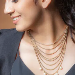 Suhani Pittie Gold Multi Chain Necklace With Pearls-image-0