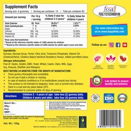 British Life Sciences Happi Kidz Calcium & Vitamin D3,  60 gummies  Strawberry  image 4