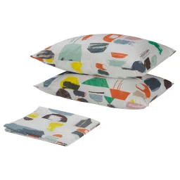 ikea doftklint Flat sheet and 2 pillowcase, white/multicolour, 240x260/50x80 cm image 2